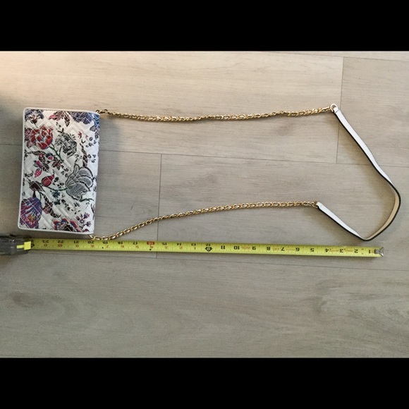 Tory Burch cream floral wallet on chain great - Picture 3 of 6